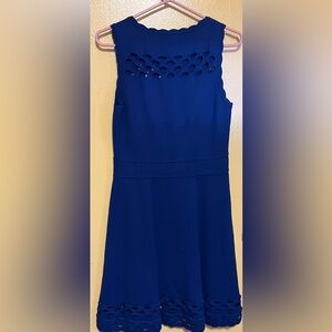Milly Blue Knit Fit & Flare Cut-Out Sleeveless Dress, Size M